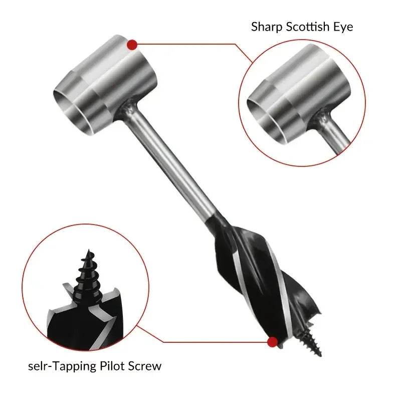 Heavy Duty Wood Drill Auger Bit with Four Blade Support Design for Carpentry and Outdoor Use