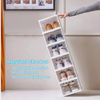 Foldable Shoe Storage Box 6 Layer Stackable Transparent Shoe Organizer Cabinet