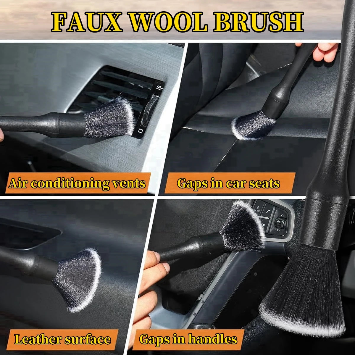 5 Piece Car Cleaning Brush Kit for Interior Exterior Detailing Vents Dashboard and Wheels