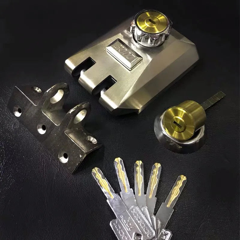 Heavy Duty Sliding Gate Lock Alloy Double Door Lock with Keyed Cylinder and Mounting Hardware