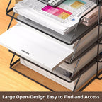 Metal Mesh Desktop Document Organizer with 3 Tier Letter Trays and Pen Holder for A4 Files