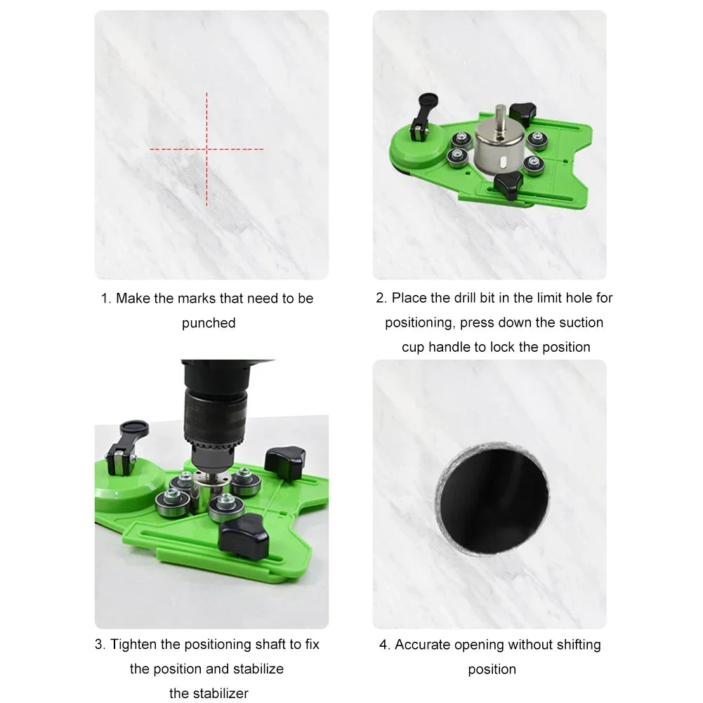 Diamond Hole Saw Kit 11 Piece 6-32mm with Adjustable Suction Guide for Tile Glass Marble Granite