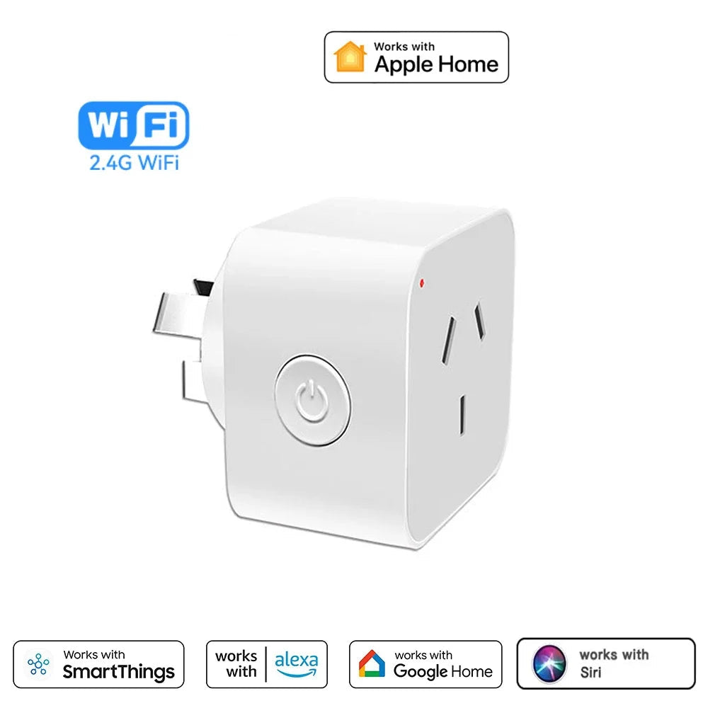 Smart AU Power Outlet Plug with 2.4GHz WiFi – App Control and Voice Commands for Home Automation