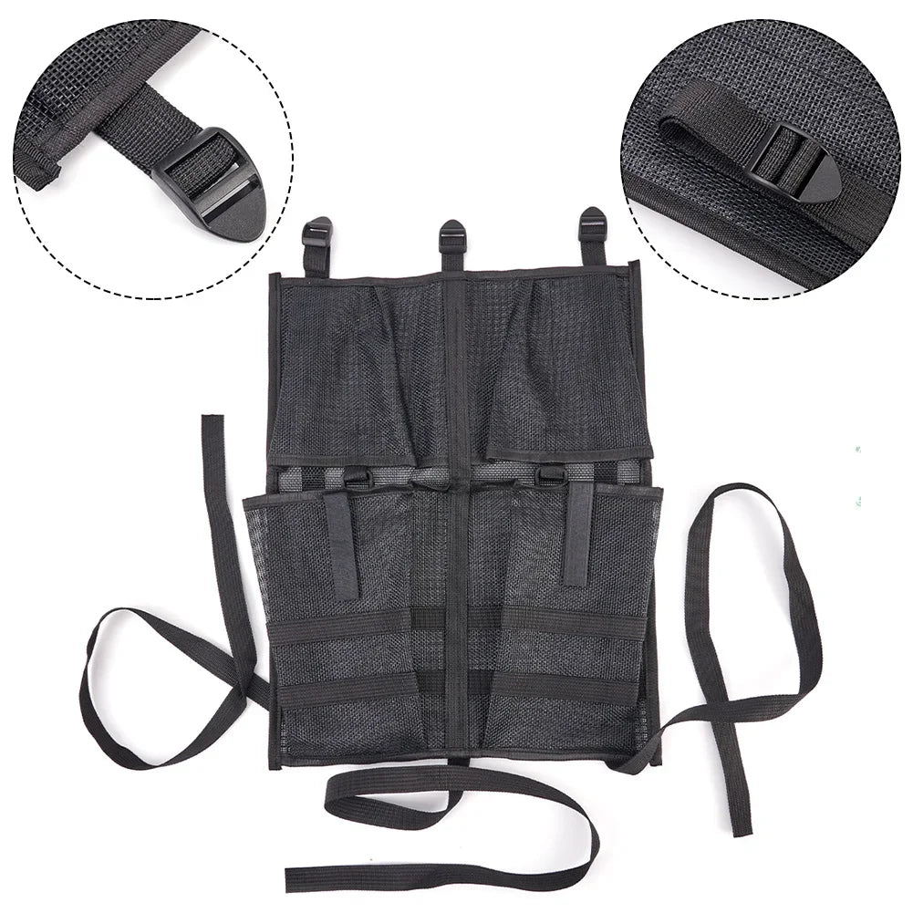 Kayak Under Seat Storage Bag Nylon Mesh Organizer Pouch with Adjustable Buckle Strap
