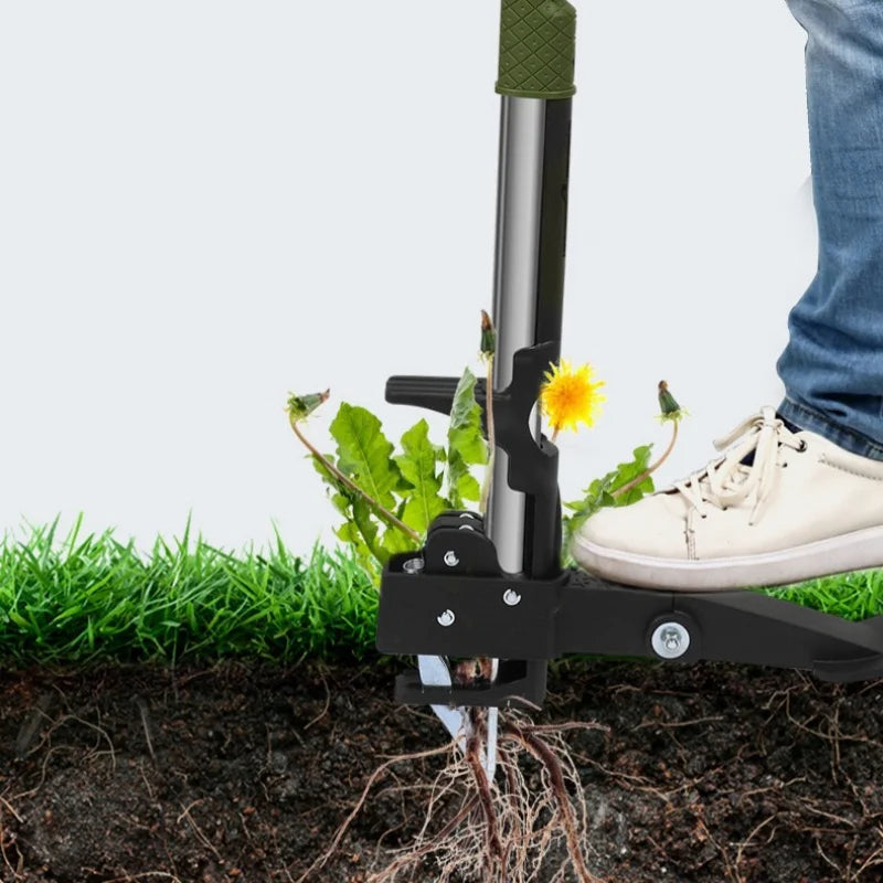 Heavy Duty Stand Up Garden Weeder with 4 Claw Root Remover and Foot Pedal for Lawn and Yard Weed Removal