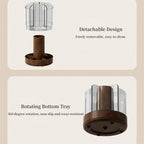 Rotating Makeup Brush Holder with 6 Compartments Acrylic Cosmetic Organizer and Wooden Base