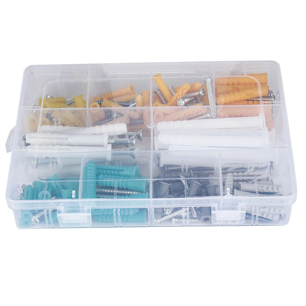 200 Piece Wall Anchor and Screw Assortment Kit M4 M5 Nylon Drywall Fixing Set with Storage Box