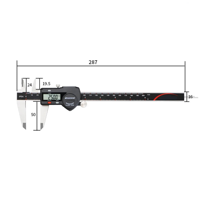Portable Digital Vernier Calliper Stainless Steel Precision Measuring Tool with LCD Screen 150mm-300mm Range