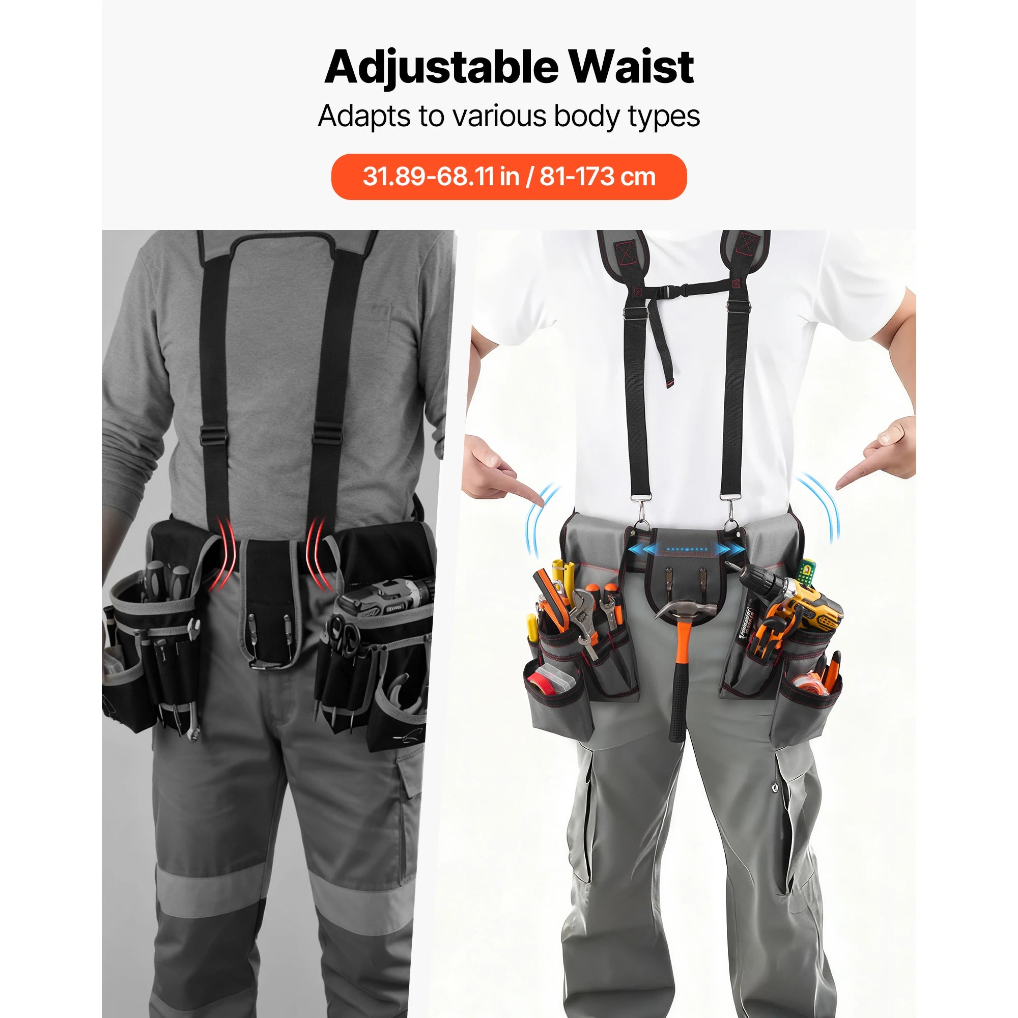 Heavy Duty 22 Pocket Tool Belt with Suspenders Adjustable Utility Pouch for Construction and DIY