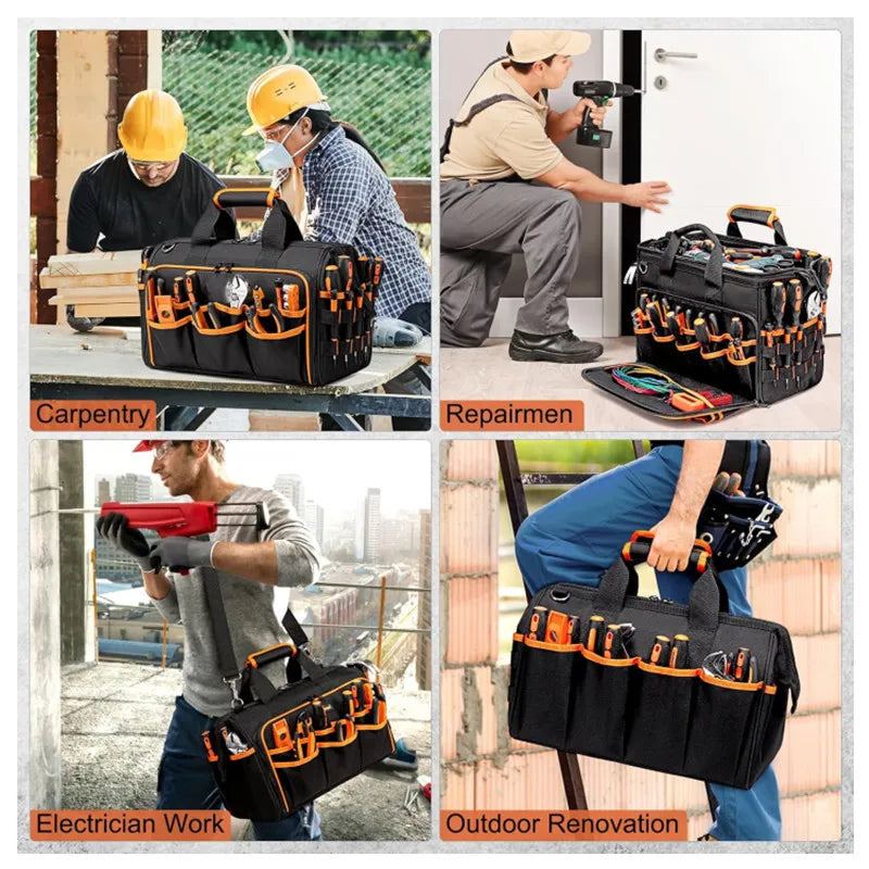 Heavy Duty Tool Caddy Organizer Bag with Multi Pocket Storage for Workshop and Electrician Tools