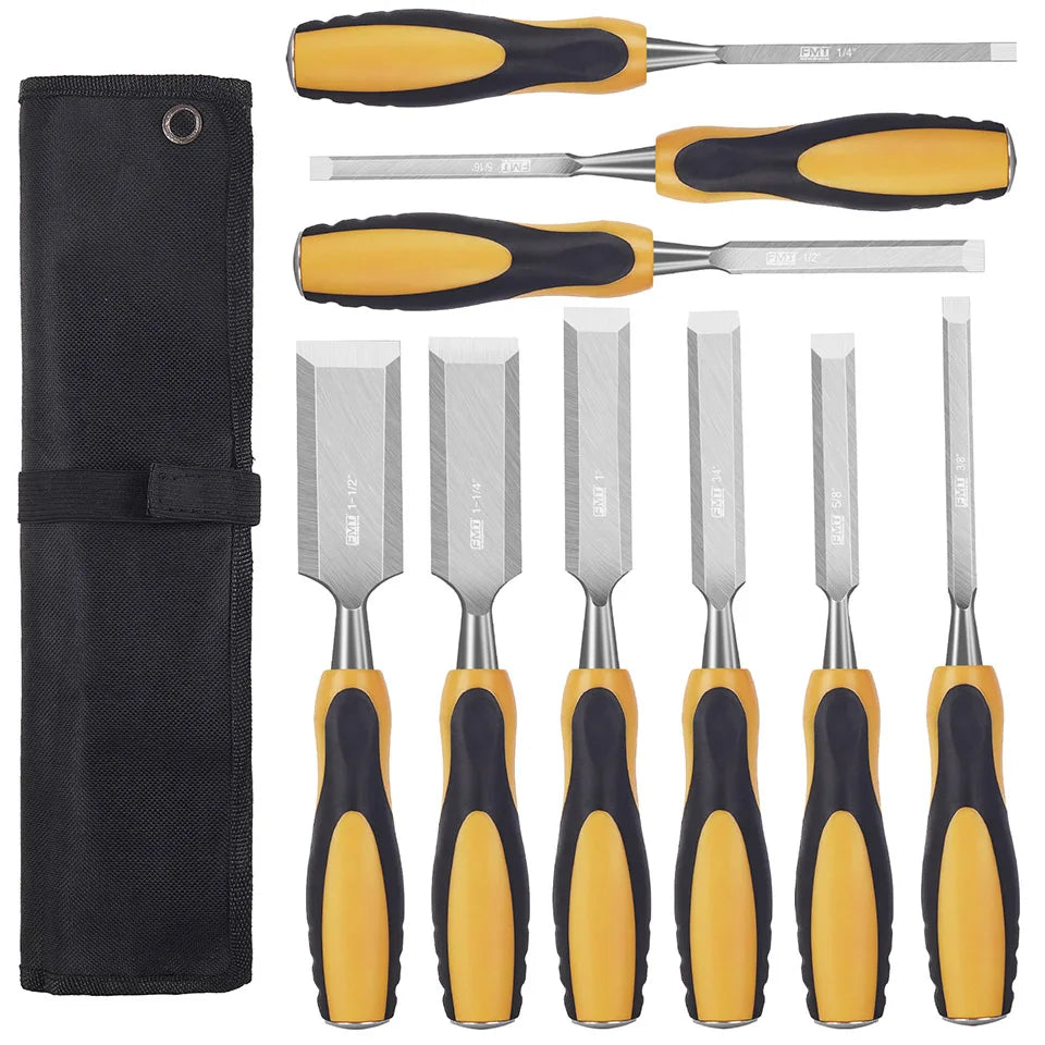 9-Piece Woodworking Chisel Tool Set with Storage Case – Carpentry Wood Carving DIY Hand Tool Kit