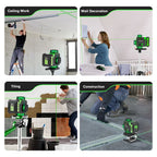 Rechargeable 16 Line Laser Level with APP Remote, Power Display and Adjustable Tripod