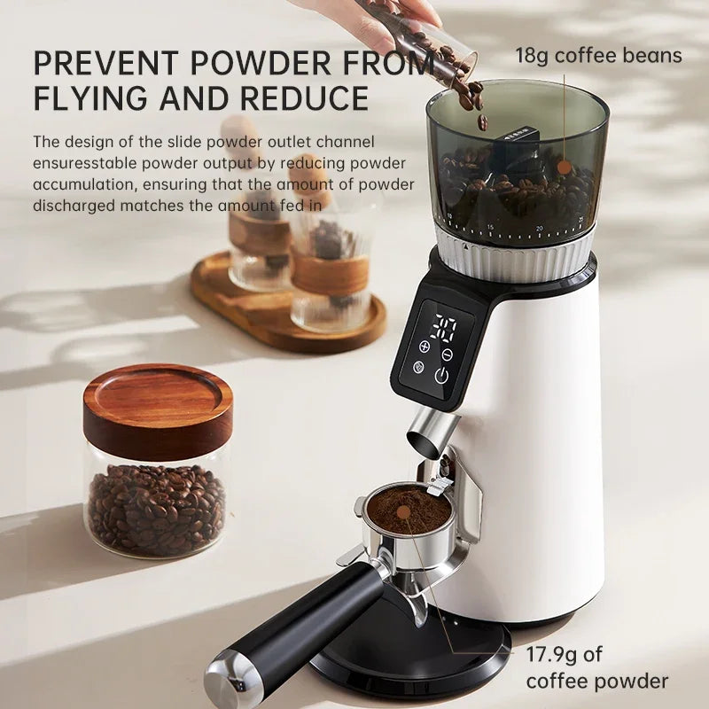 Portable Electric Coffee Grinder with Conical Burr 25 Grind Settings 200g Hopper 100W