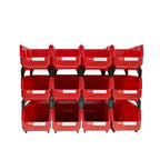 12 Piece Stackable Storage Bin Organizer Set with Dividers and Labels for Tools Parts Desk Storage