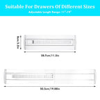 Adjustable Drawer Organizers 10 Pack Clear Expandable PS Plastic Storage Dividers for Dressers and Kitchen Drawers