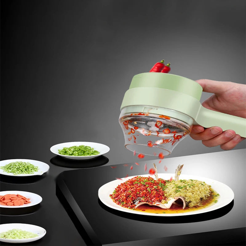 Cordless Rechargeable Electric Food Chopper 4-in-1 40W Vegetable Cutter Garlic Mincer and Grinder