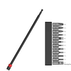Drill Extension Bit Holder 30cm Heavy Duty 1/4 Inch Hex Quick Release Screwdriver Adapter with 12 Bits