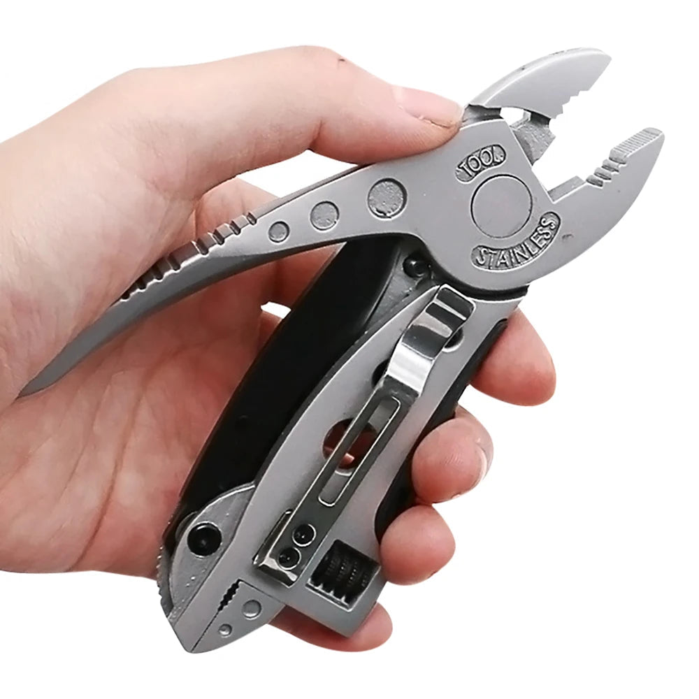 Portable Stainless Steel Multi Tool Pliers with Knife, Screwdriver and Wrench for Camping and DIY Repairs