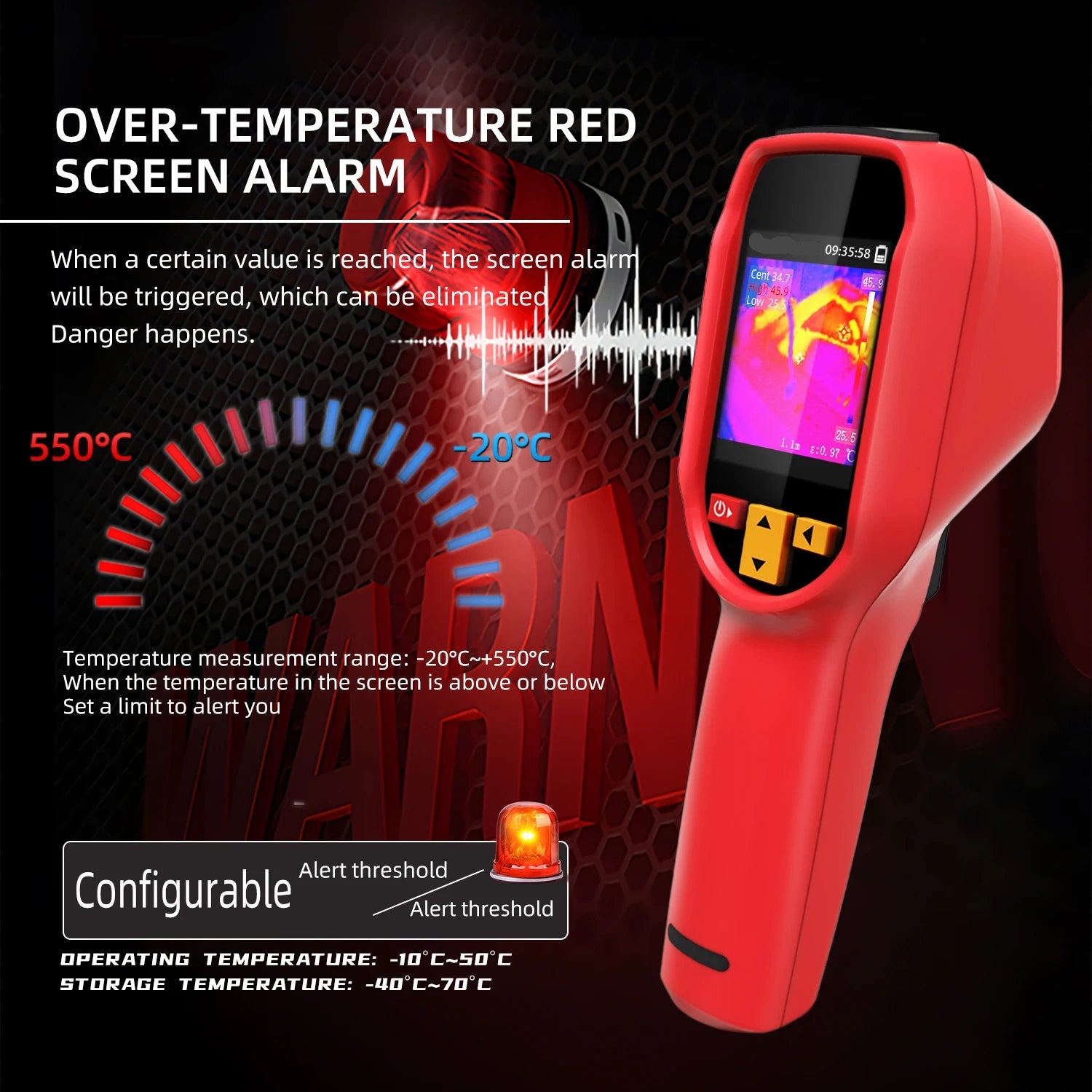 Portable Thermal Imaging Camera 240×240 Resolution -20°C to 550°C with 2.4 Inch Display and 15 Color Modes