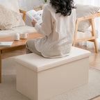 Foldable PU Leather Storage Ottoman Stool 76cm Toy Clothes Organizer Bench for Living Room Bedroom