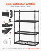 Heavy Duty 4 Tier Storage Shelves Adjustable Metal Garage Rack 2400lbs Capacity
