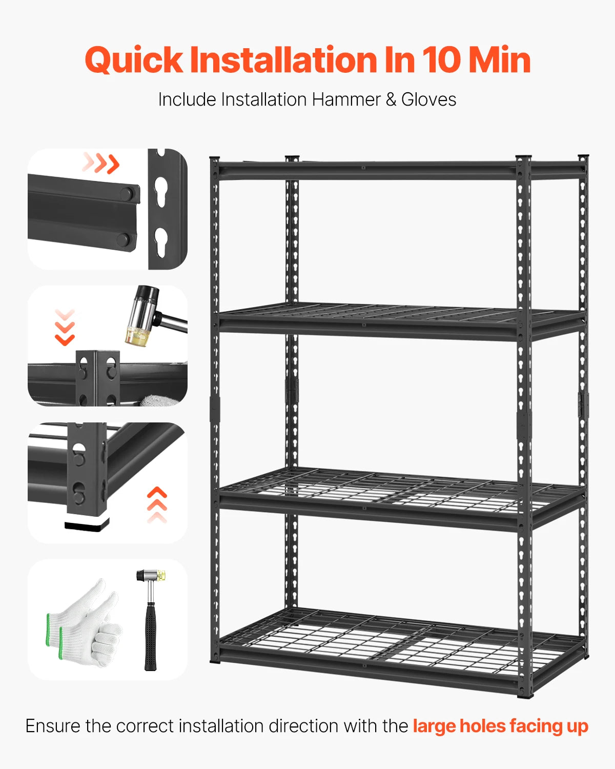 Heavy Duty 4 Tier Storage Shelves Adjustable Metal Garage Rack 2400lbs Capacity
