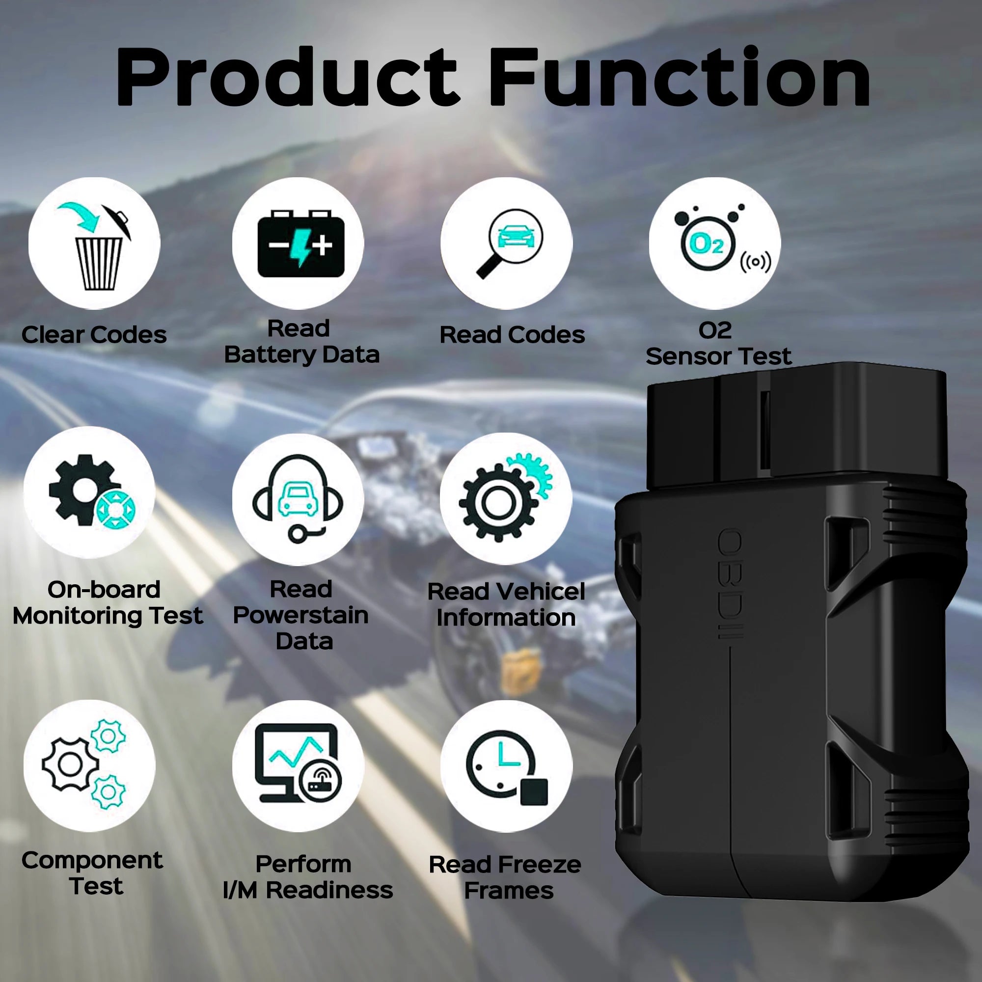 Wireless OBD2 Scanner Bluetooth Diagnostic Tool for Vehicles with Mobile App Support