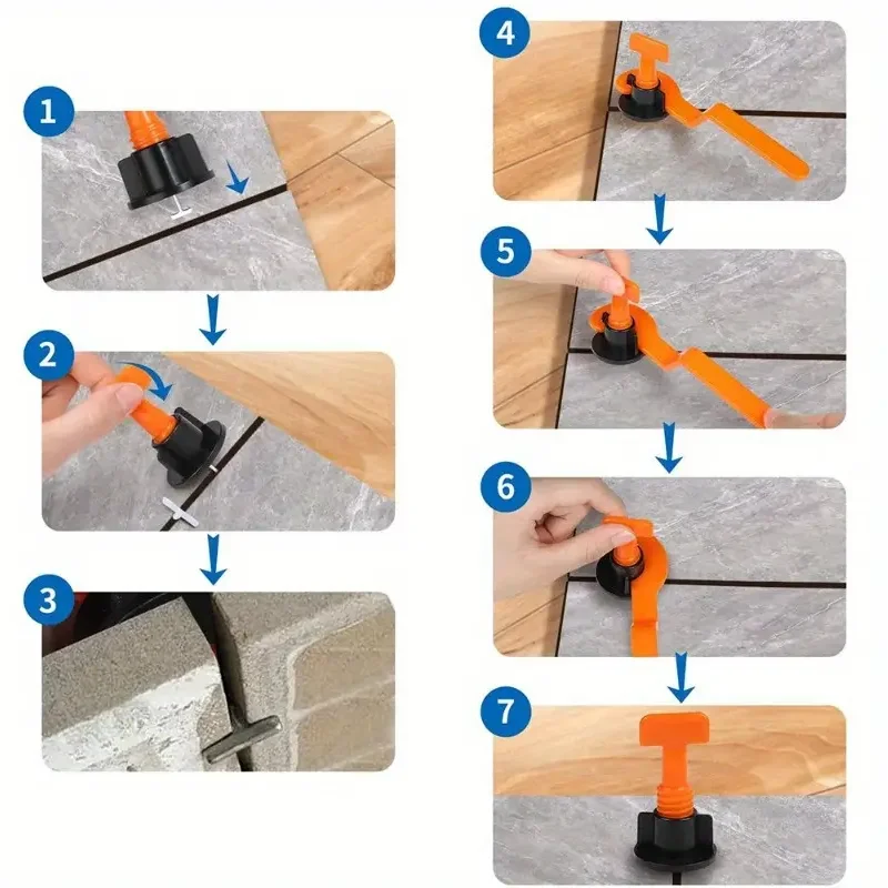 Tile Leveling System Kit 100 Piece with 2 Adjustment Wrenches for Floor Wall and Countertop Tiling
