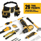 Heavy Duty Tool Belt 26 Pocket Adjustable Waist Pouch for DIY Trades and Workshop Use