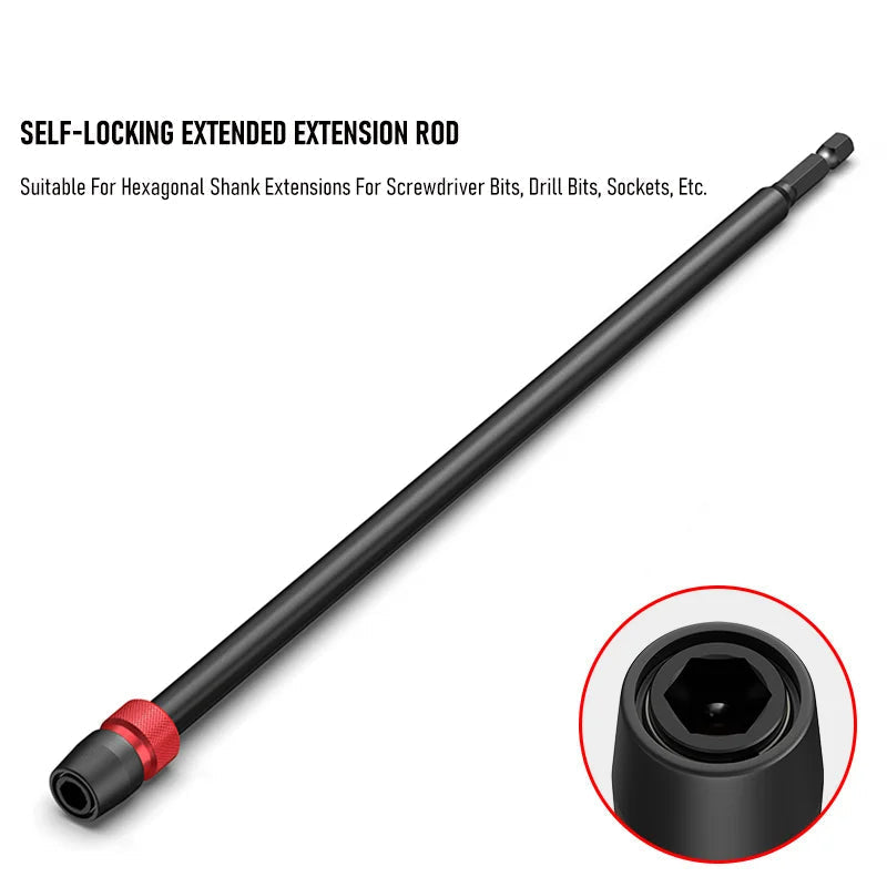 Drill Extension Bit Holder 30cm Heavy Duty 1/4 Inch Hex Quick Release Screwdriver Adapter with 12 Bits