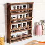 Wall Mounted Wooden Kitchen Shelf 4 Tier Spice Rack Storage Organizer Floating Wall Shelf