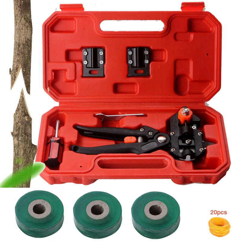 Garden Grafting Pruner Tool Set 2-in-1 Branch Cutter with Tape Replacement Blades and Rubber Bands