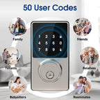 Electronic Door Lock with Touchscreen Keypad 50 User Codes Auto Lock and Mechanical Keys