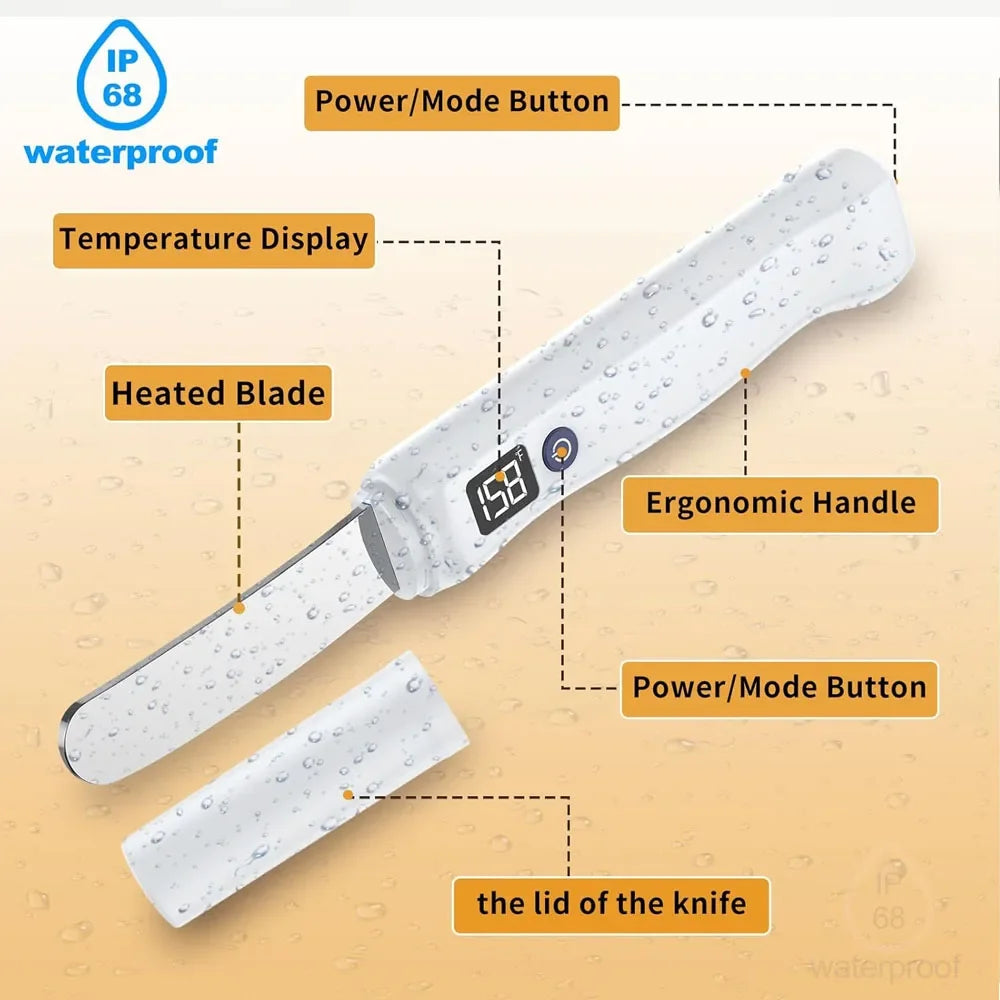 Rechargeable Electric Butter Knife Stainless Steel Blade USB Type-C Charging White