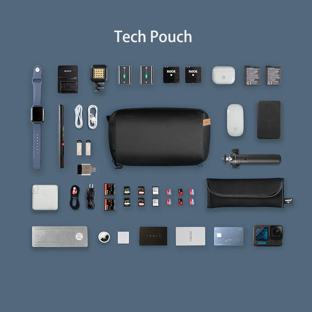 Drybag Waterproof Tech Organizer Pouch with Zipper and Handle for Cables Phones and Electronics Accessories