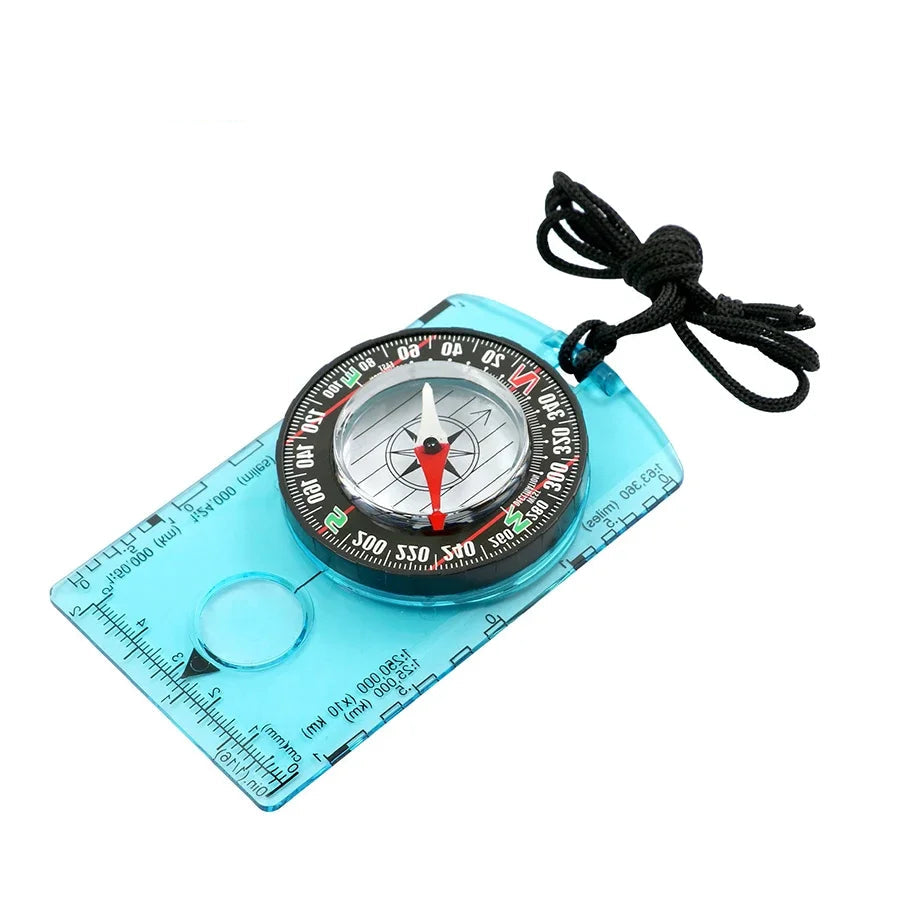 Waterproof Hiking Compass with Map Reading Magnifier and Lanyard for Outdoor Navigation