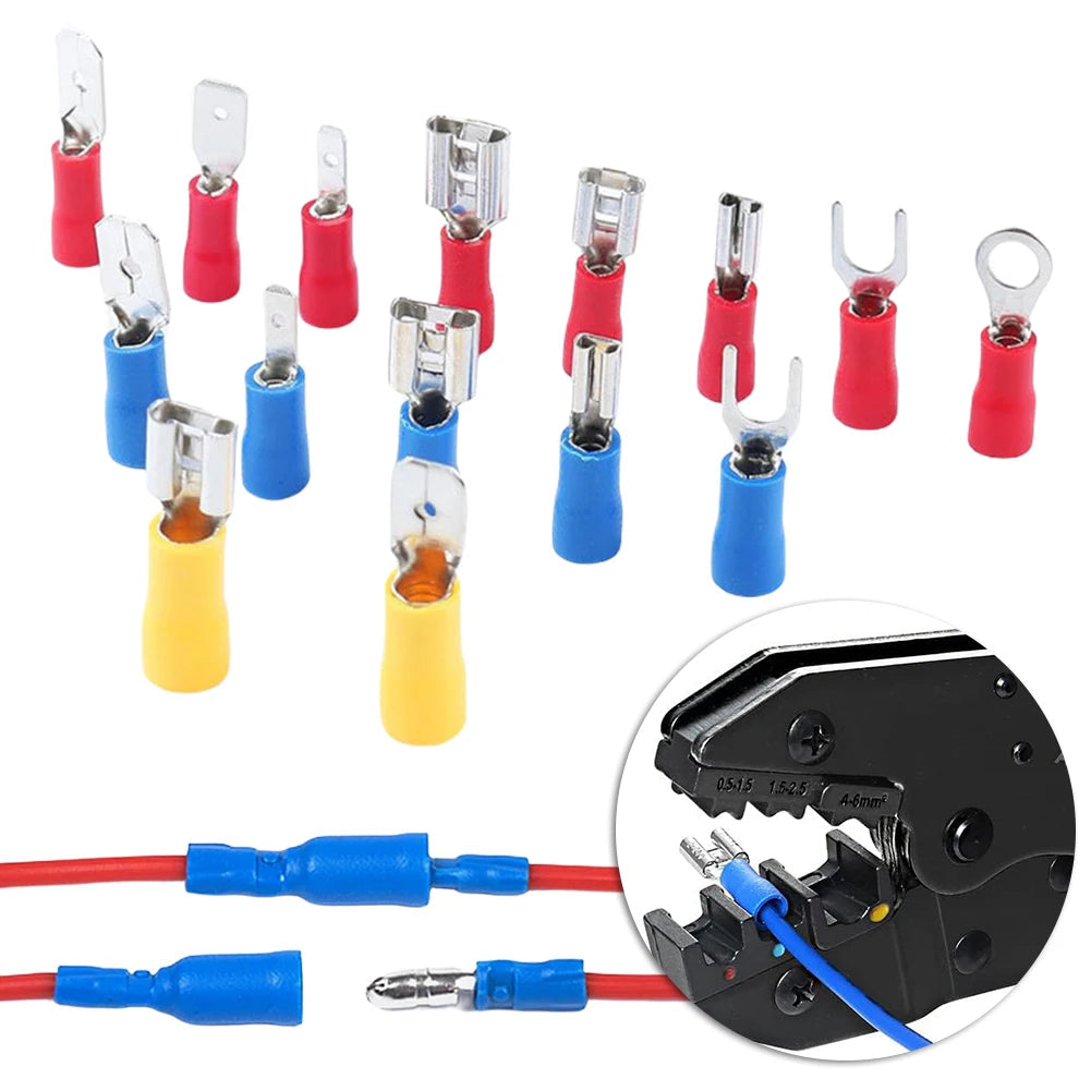 280pcs Cable Lugs Assortment Kit Wire Flat Female and Male Insulated Electric Wire Cable Connectors Crimp Terminals Set
