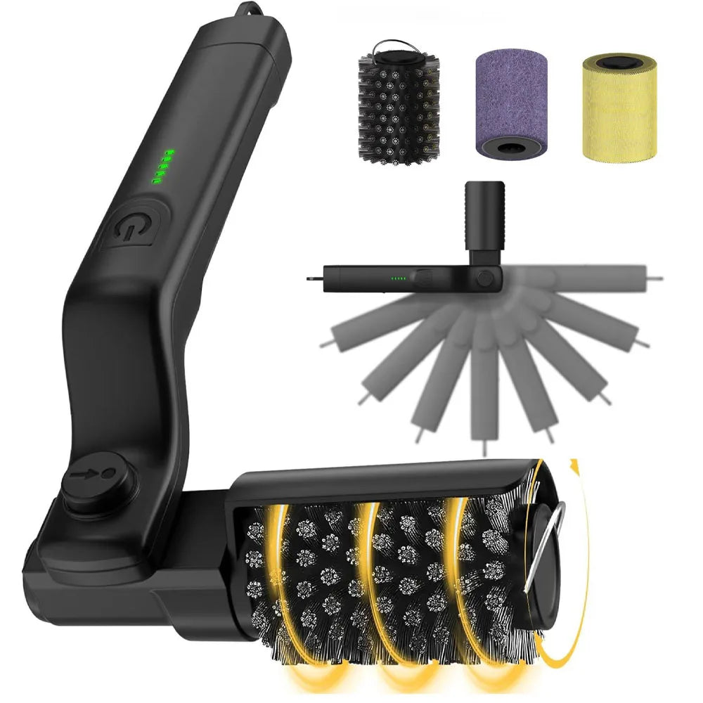 Cordless Electric Grill Brush 2-in-1 Rechargeable BBQ Cleaner with Rotating Scrubber
