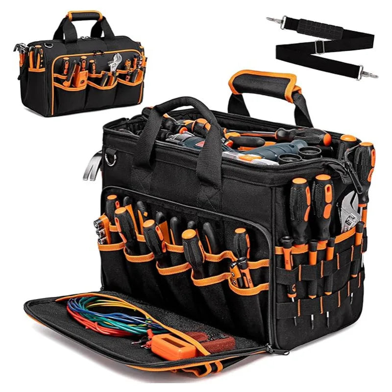 Heavy Duty Tool Caddy Organizer Bag with Multi Pocket Storage for Workshop and Electrician Tools