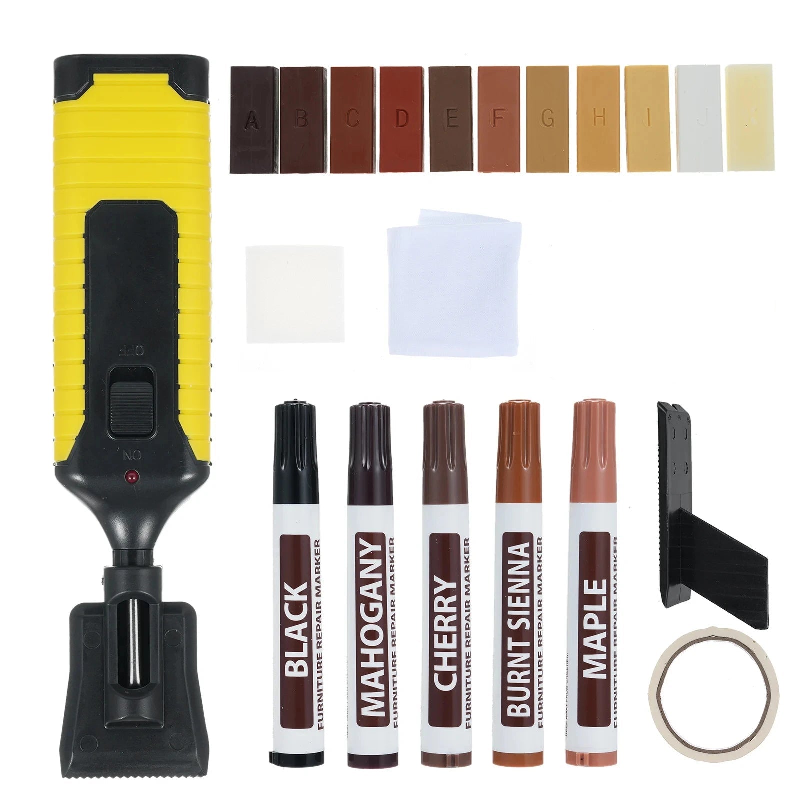 Wood Floor Repair Kit with Wax Applicator Markers and 11 Wax Blocks for Laminate and Hardwood Repair