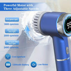 Cordless Electric Spin Cleaning Brush with LED Display, 5 Replaceable Heads, 3 Speed Adjustable Kitchen Bathroom Scrubber