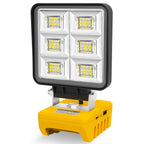 Portable 5200LM Cordless LED Flood Work Light 48W Rechargeable Job Site Lamp with Adjustable Base