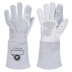 Extra Long Heat Resistant Leather Gloves 35cm Heavy Duty BBQ Workshop Welding Handling Pair