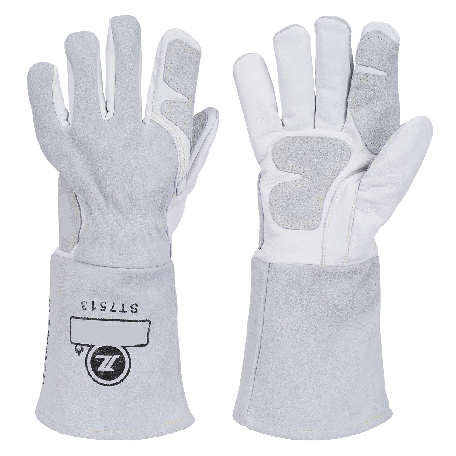 Extra Long Heat Resistant Leather Gloves 35cm Heavy Duty BBQ Workshop Welding Handling Pair
