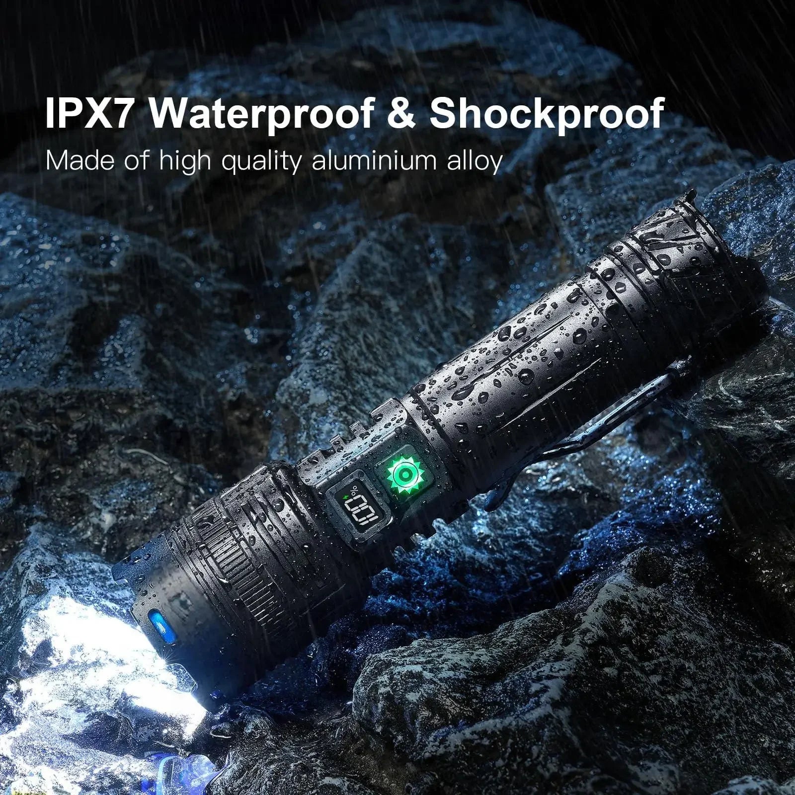 Heavy Duty Rechargeable LED Flashlight with Zoom Focus USB C Charging for Outdoor and Emergency Lighting
