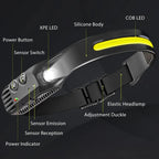 USB Rechargeable LED COB Sensor Headlamp White Light Head Torch Work Lamp Outdoor Waterproof Camping Fishing Lantern Headlight