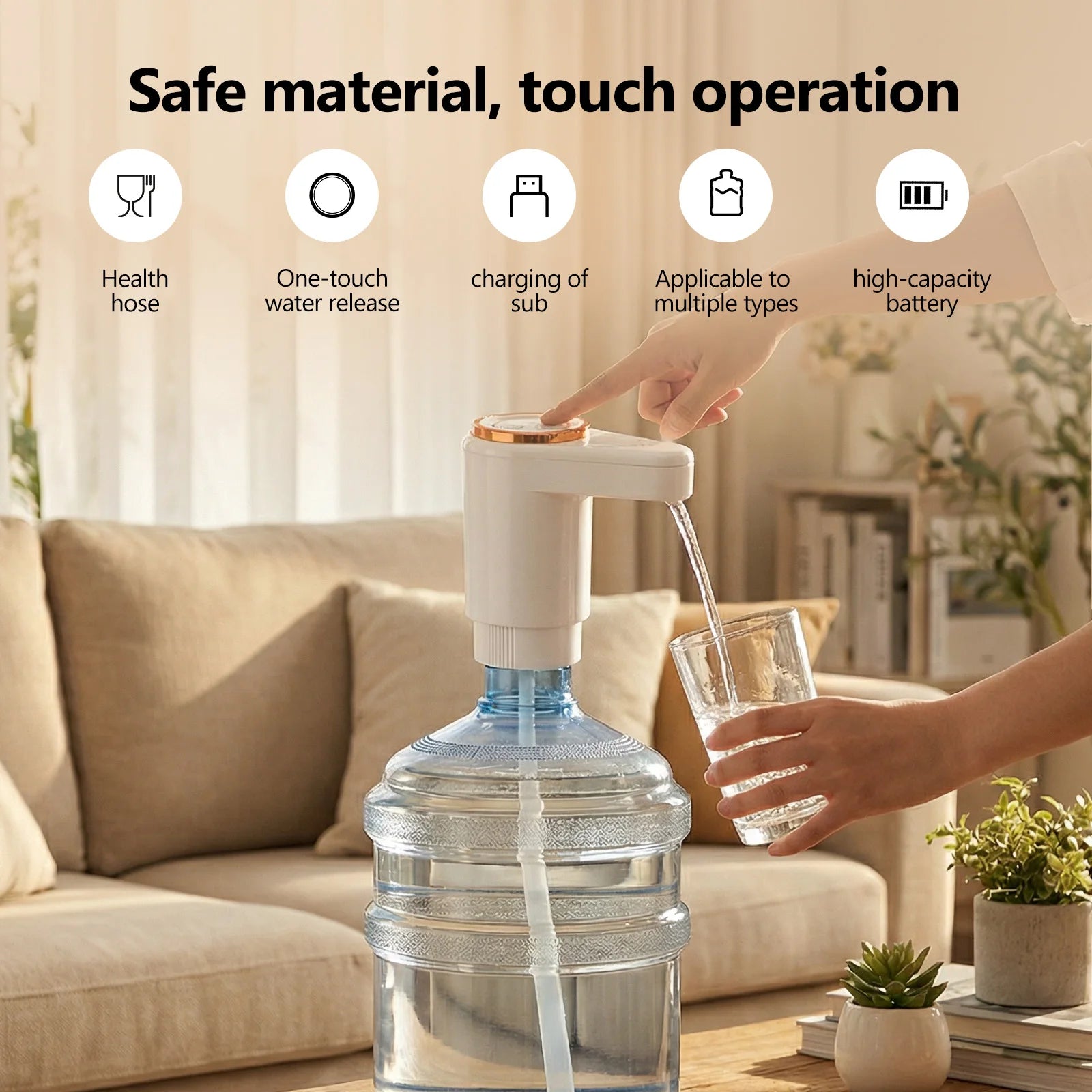 Rechargeable Automatic Water Dispenser Pump for 2-5 Gallon Bottles with Dual Pump USB Charging