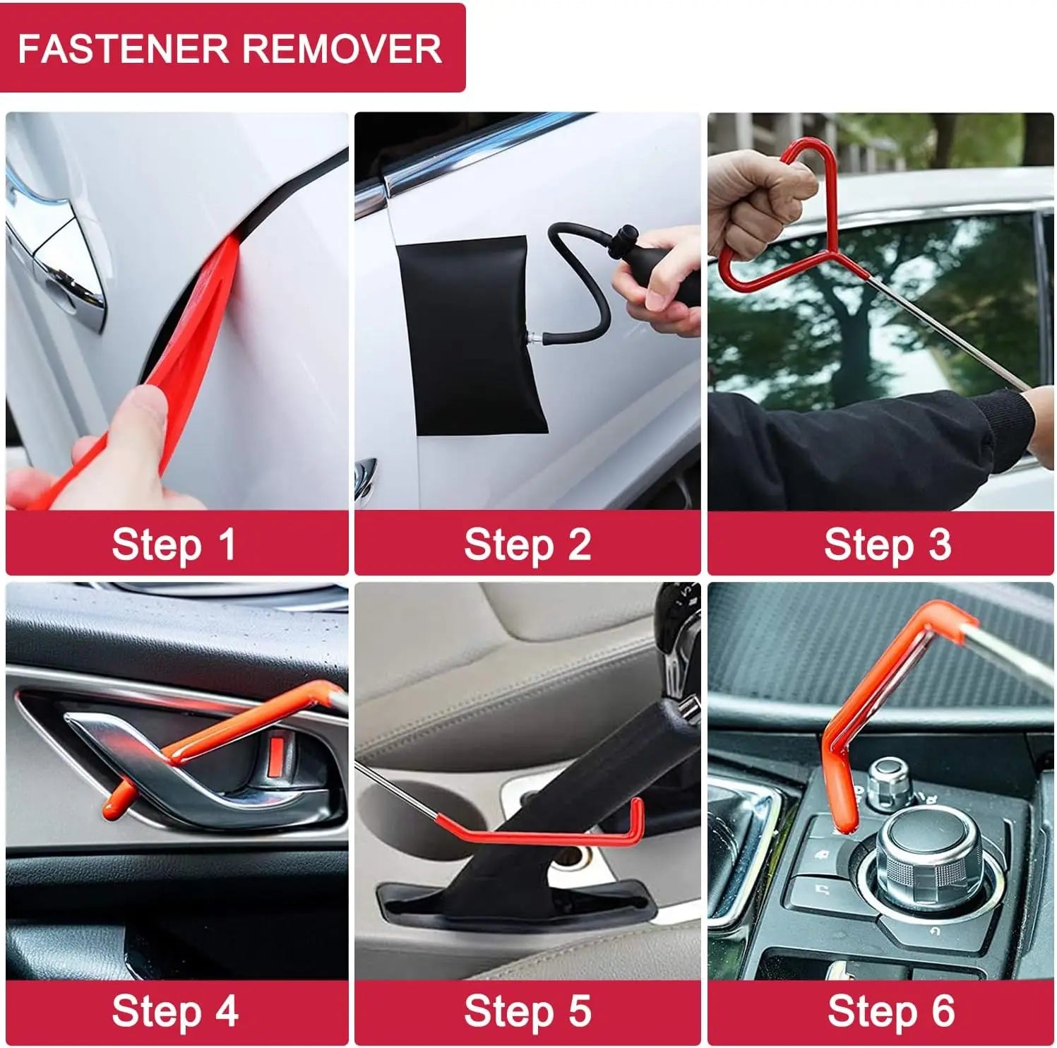 Automotive 21 Piece Trim Removal Tool Kit with Long Reach Grabber Air Wedges and Storage Bag
