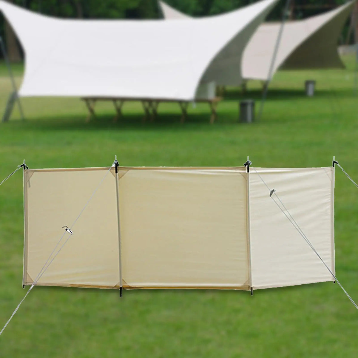 Foldable Camping Windscreen Oxford Cloth Outdoor Privacy Screen with Ground Stakes and Ropes