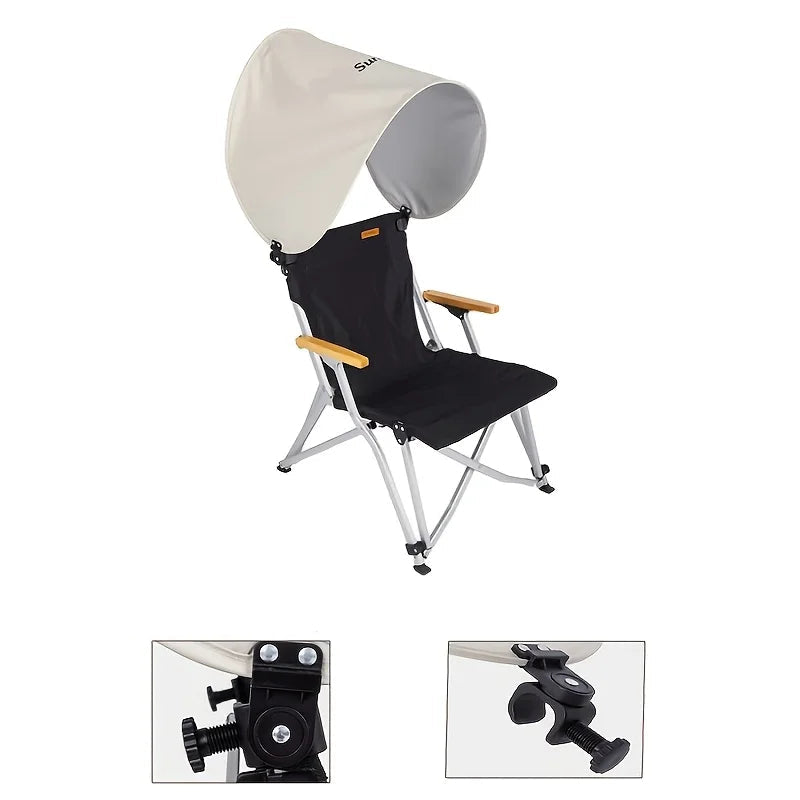 Clip-On Chair Sunshade Foldable Adjustable Canopy for Beach Camping Fishing and Outdoor Use